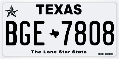 TX license plate BGE7808