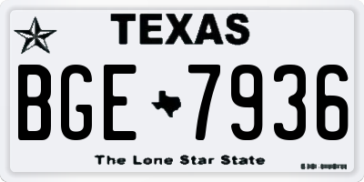TX license plate BGE7936