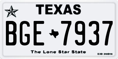 TX license plate BGE7937