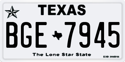 TX license plate BGE7945