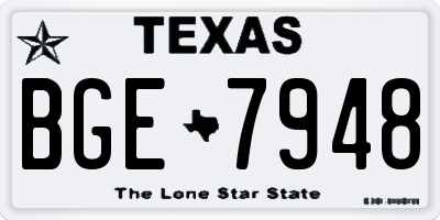 TX license plate BGE7948