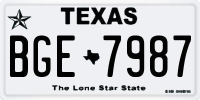 TX license plate BGE7987