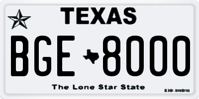 TX license plate BGE8000