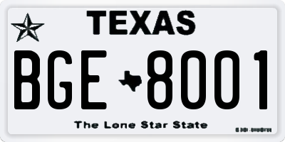 TX license plate BGE8001