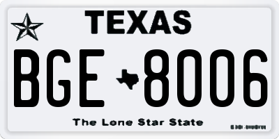 TX license plate BGE8006