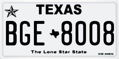 TX license plate BGE8008