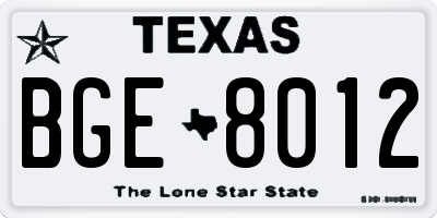 TX license plate BGE8012