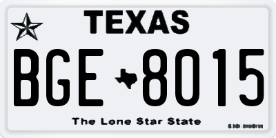 TX license plate BGE8015