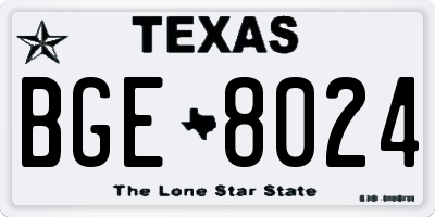 TX license plate BGE8024
