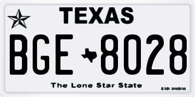 TX license plate BGE8028