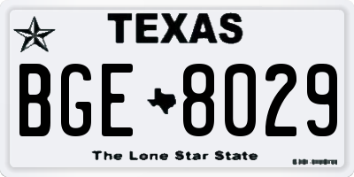 TX license plate BGE8029