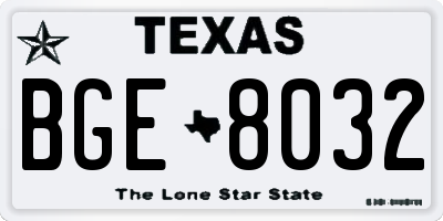 TX license plate BGE8032