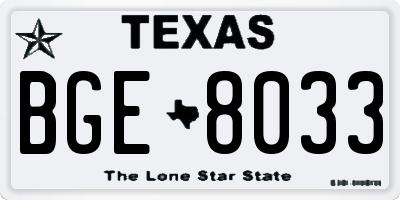 TX license plate BGE8033