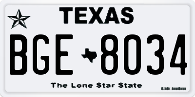 TX license plate BGE8034