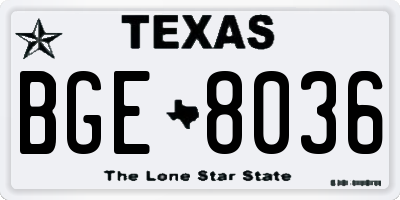 TX license plate BGE8036