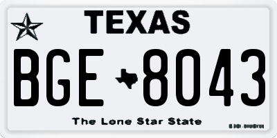 TX license plate BGE8043