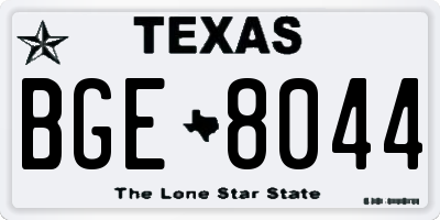 TX license plate BGE8044