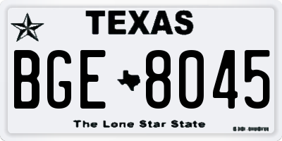 TX license plate BGE8045