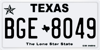 TX license plate BGE8049