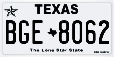 TX license plate BGE8062