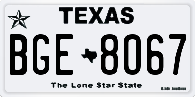 TX license plate BGE8067