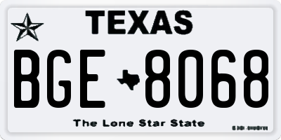 TX license plate BGE8068