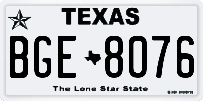 TX license plate BGE8076