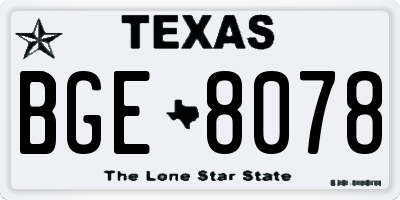 TX license plate BGE8078