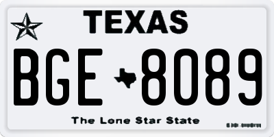 TX license plate BGE8089