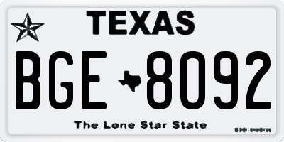 TX license plate BGE8092