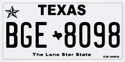 TX license plate BGE8098