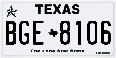 TX license plate BGE8106