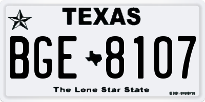 TX license plate BGE8107