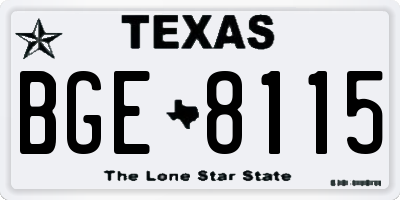 TX license plate BGE8115