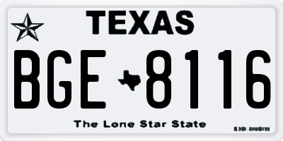 TX license plate BGE8116