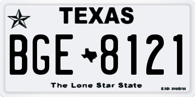 TX license plate BGE8121