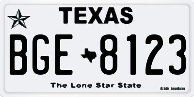 TX license plate BGE8123