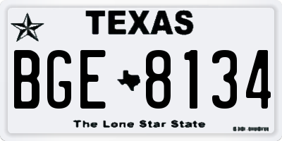 TX license plate BGE8134