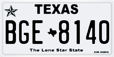 TX license plate BGE8140