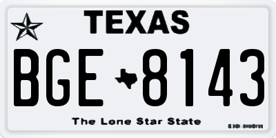 TX license plate BGE8143
