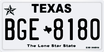 TX license plate BGE8180