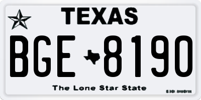 TX license plate BGE8190