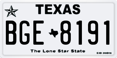 TX license plate BGE8191