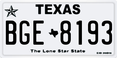 TX license plate BGE8193