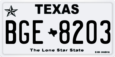 TX license plate BGE8203