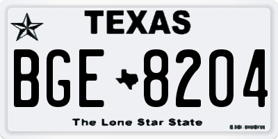 TX license plate BGE8204