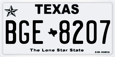 TX license plate BGE8207