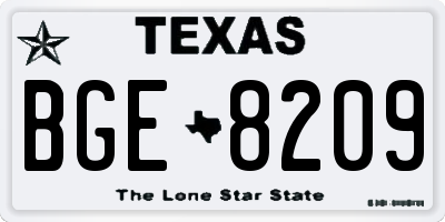 TX license plate BGE8209
