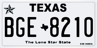 TX license plate BGE8210
