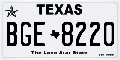 TX license plate BGE8220